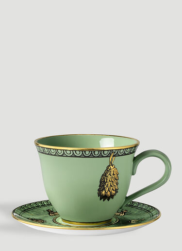 Gucci Set of Two Odissey Coffee Cups with Saucers Green wps0690080