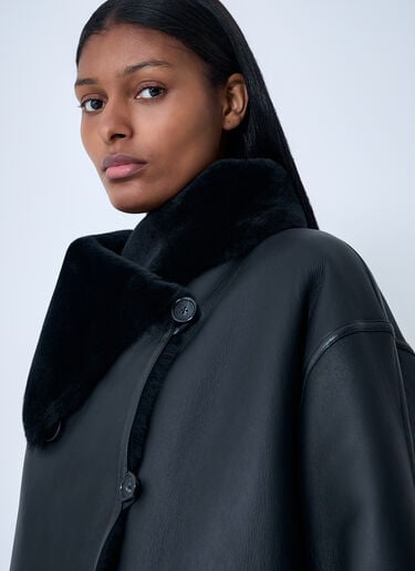 TOTEME Shearling Wrap Coat Black tot0263033