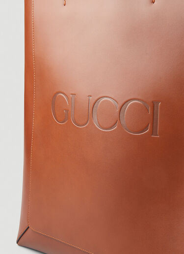 Gucci Logo Embossed Tote Bag Brown guc0247227