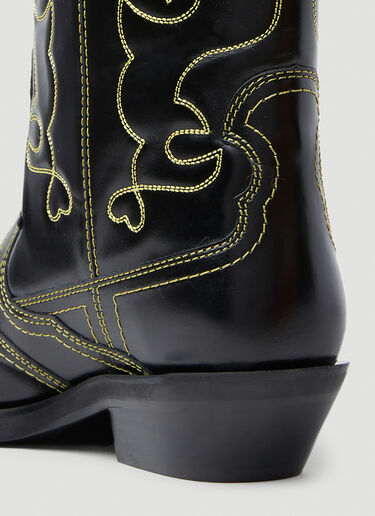 GANNI Embroidered Western Boots Black gan0253026