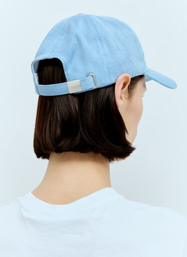 GANNI Logo Embroidery Denim Baseball Cap Blue gan0256025