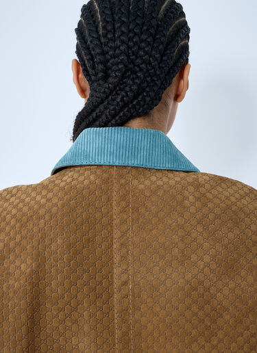 Gucci Embossed GG Suede Jacket Blue guc0259015
