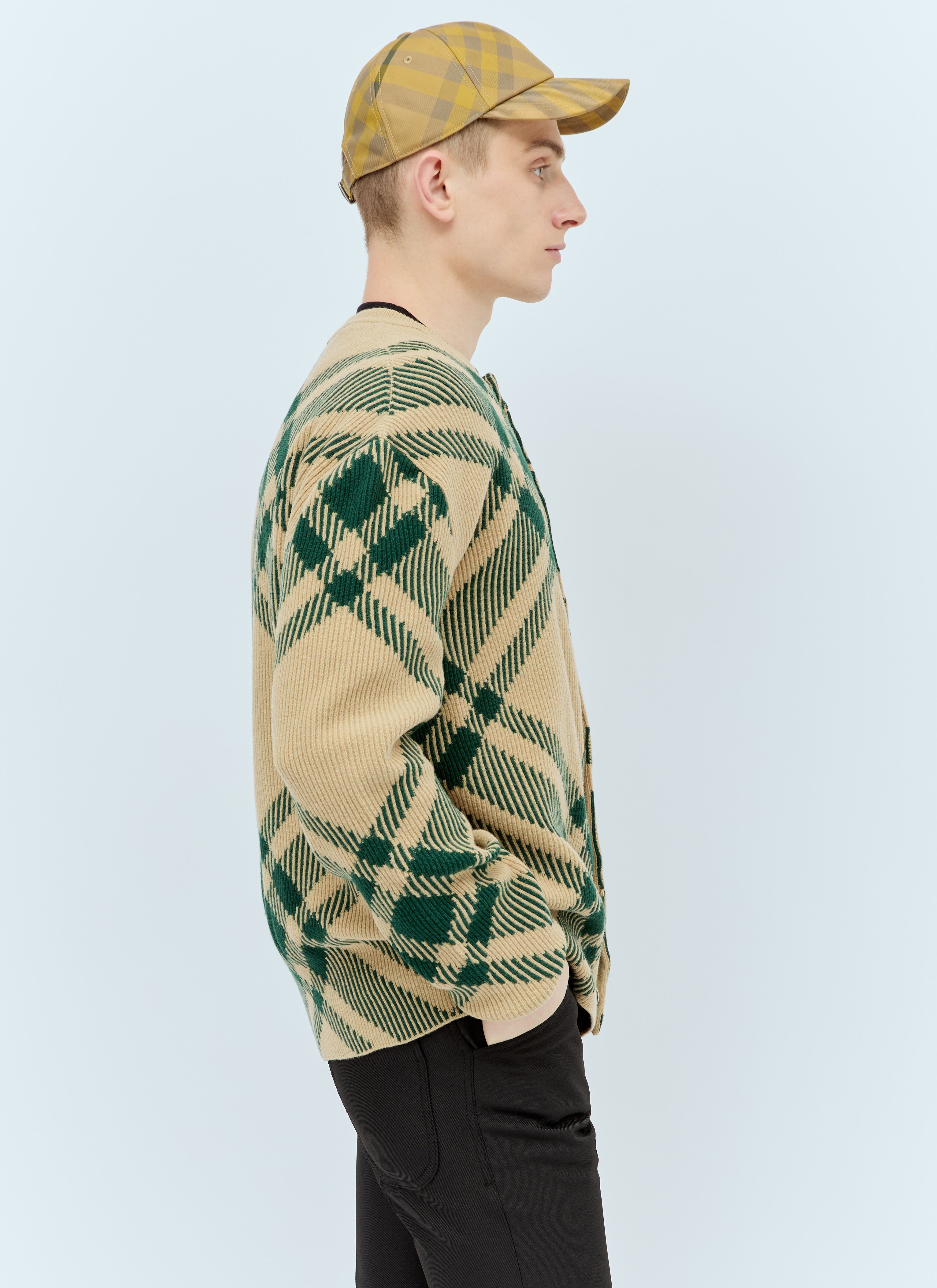 Burberry Men s Check Wool Blend Cardigan in Beige LN CC