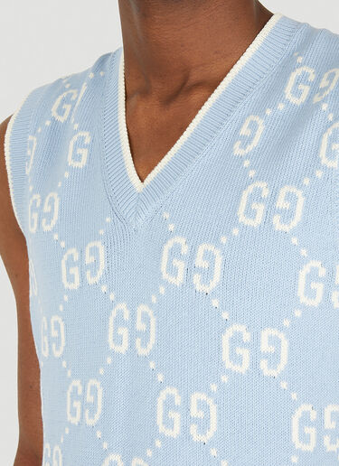 Gucci GG Sleeveless Purl Knit Sweater Light Blue guc0150045