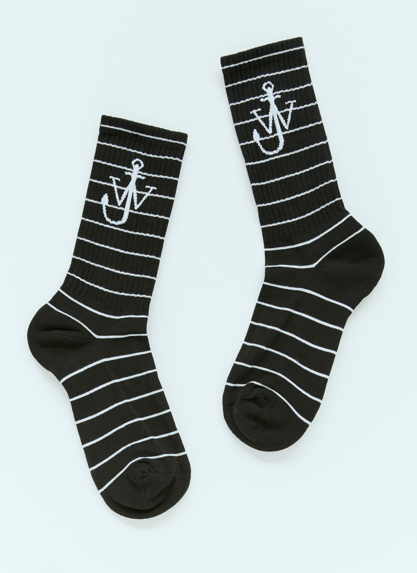Shop Jw Anderson Striped Anchor Socks In Black