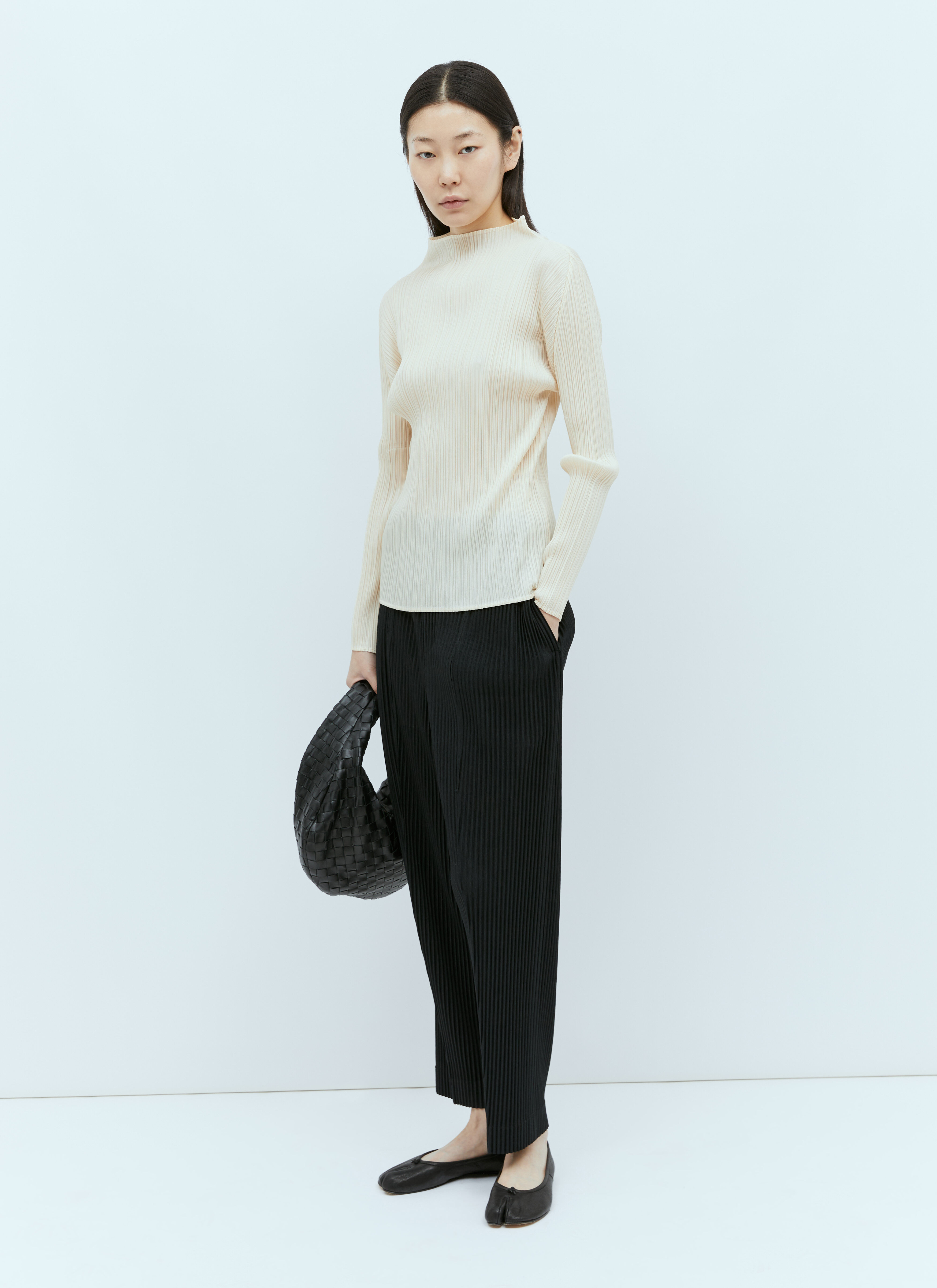 Pleats Please Issey Miyake Women's' Pleated Long Sleeve Top in