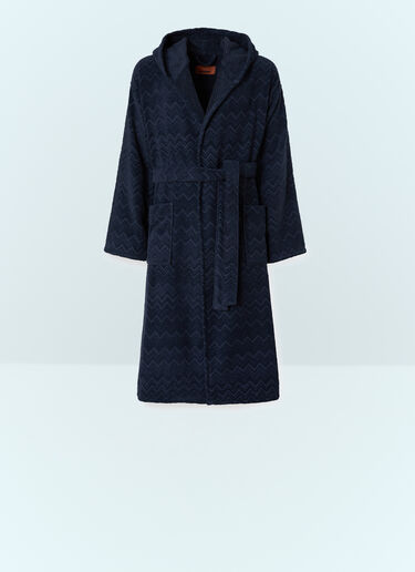 Missoni Chalk Hooded Bathrobe Blue wps0691570