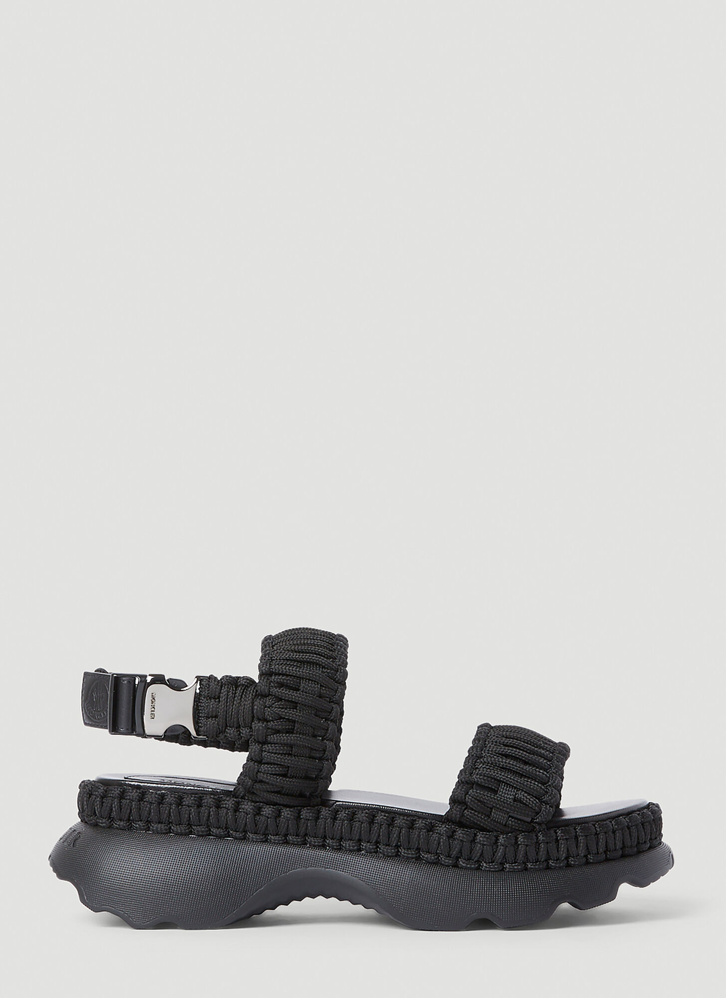 Shop Moncler Belay Woven Sandals In Black
