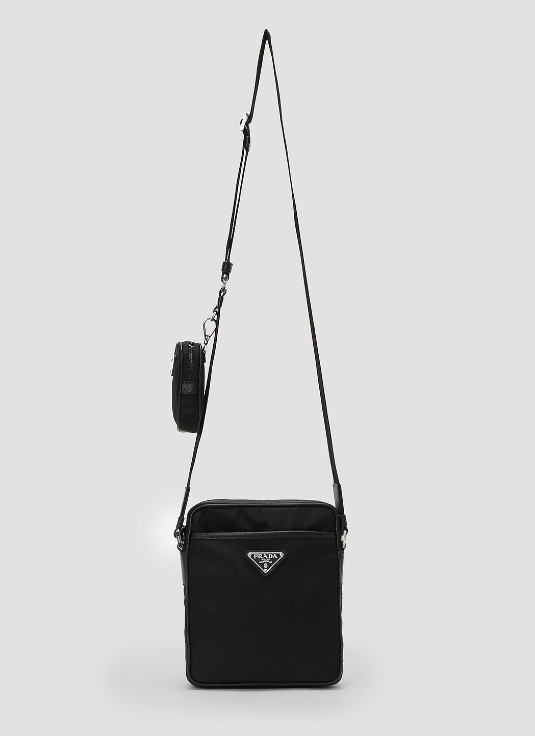 Prada Nylon and Leather Crossbody Bag Black pra0143055