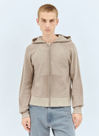 Acne Studios Wool-Blend Zip-Up Hooded Cardigan Beige acn0157020