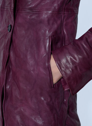 LN-CC® - Miu Miu: Textured Leather Coat - Burgundy Miu Miu Textured Leather Coat Burgundy miu0266119