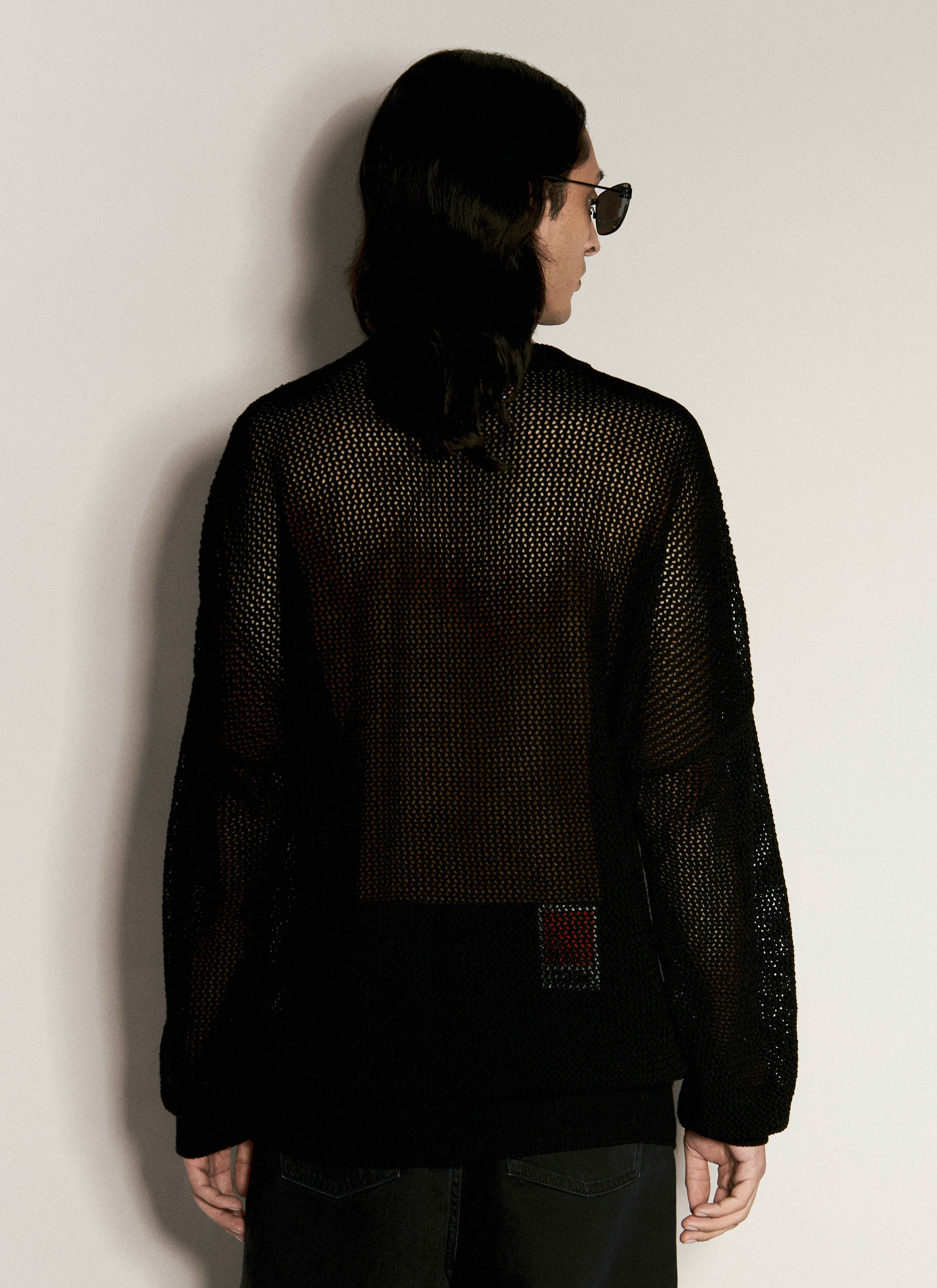032c Men's' Selfie Lace Knit Sweater in Black | LN-CC®