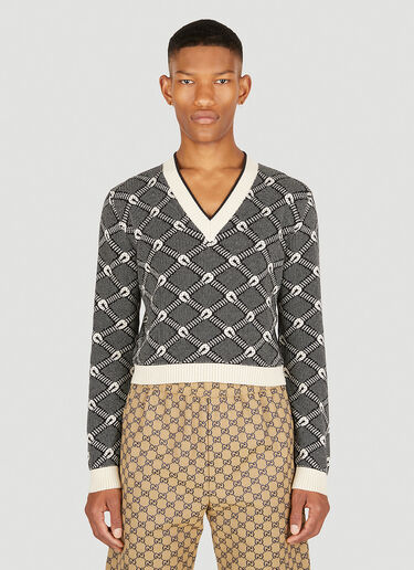 Gucci Horseshoe V-Neck Sweater Black guc0150041