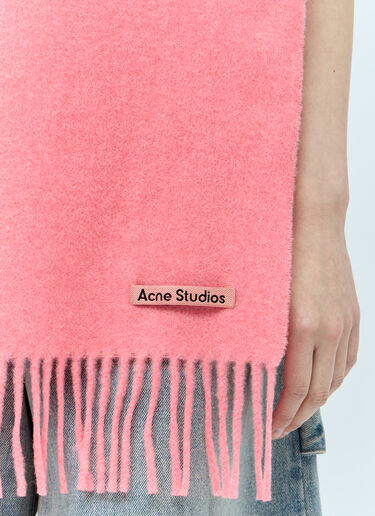 Acne Studios フリンジ ウールマフラー ピンク acn0255024