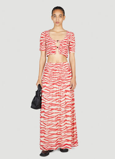 GANNI Smock Maxi Skirt Red gan0253069