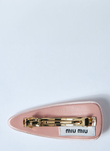 Miu Miu Logo Plaque Satin Hair Clip Pink miu0259037
