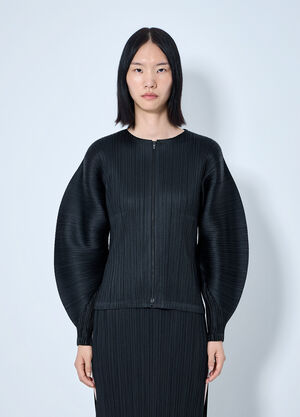 Pleats Please Issey Miyake Pleated Zip-Up Top Black plp0265001