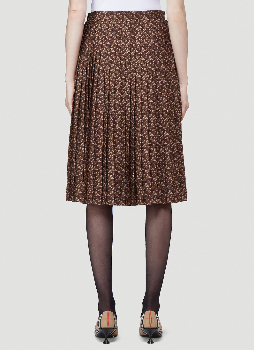 Burberry TB Monogram Pleated Skirt in Brown LN CC