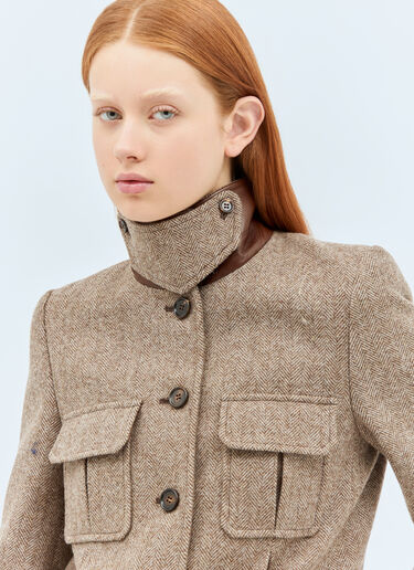 Chloé Long Officer Jacket Brown chl0258002