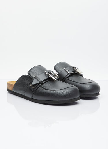 JW Anderson Padlock Loafer Leather Mules Black jwa0154016