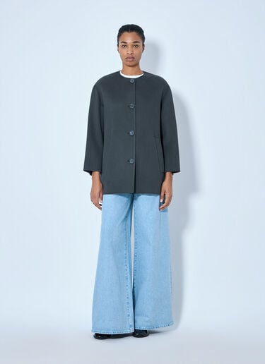 LN-CC® - Max Mara: Minimalist Wool Coat with Scarf - Dark Grey Max Mara Minimalist Wool Coat with Scarf Dark Grey max0265228