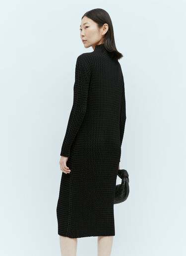 Issey Miyake Spongy BK/WT-28 Long-Sleeve Midi Dress Black ism0255003