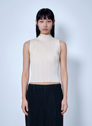 LN-CC® - Pleats Please Issey Miyake: August Colors High-Neck Top - Cream Pleats Please Issey Miyake August Colors High-Neck Top Cream plp0266063