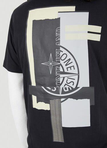 Stone Island 믹스드 미디어 프린트 티셔츠 블랙 sto0145022