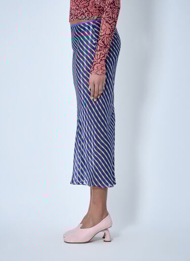 Dries Van Noten Diagonal Stripe Midi Skirt Blue dvn0263004