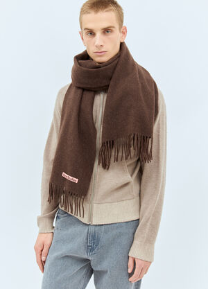 Acne Studios Oversized Fringe Wool Scarf Brown acn0157045