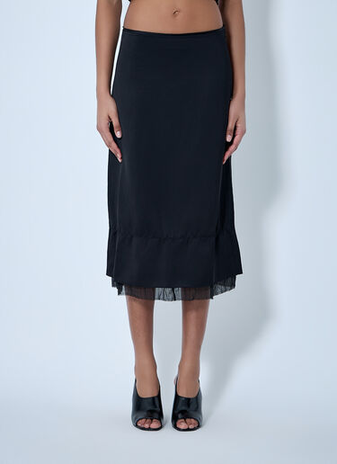 TOTEME Tiered Hem Midi Skirt Black tot0264011
