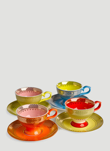POLSPOTTEN Set of Four Grandma Espresso Cups and Saucers Multicoloured wps0690112