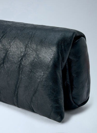 LN-CC® - Rick Owens: Ruched Leather Clutch - Black Rick Owens Ruched Leather Clutch Black ric0166014