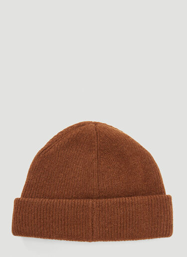 Acne Studios Logo-Patch Beanie Hat Brown acn0141019