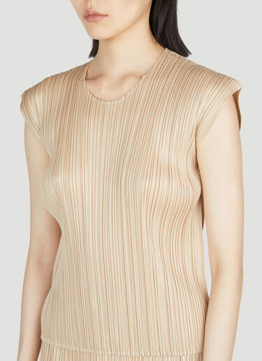 Pleats Please Issey Miyake Draped Plissé Top Beige plp0253025