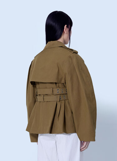 LN-CC® - GANNI: Workwear Canvas Short Peplum Jacket - Khaki GANNI Workwear Canvas Short Peplum Jacket Khaki gan0265016