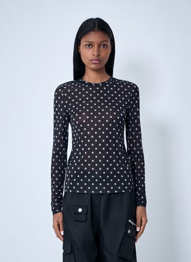GANNI Printed Sheer Top Black gan0263023