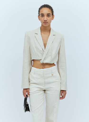 Jacquemus La Veste Bahia Courte Blazer Cream jac0254009