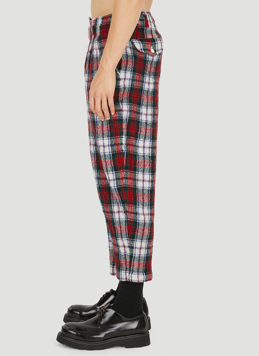 Comme des Gar ons SHIRT Men s Tarten Wool Cropped Pants in Red