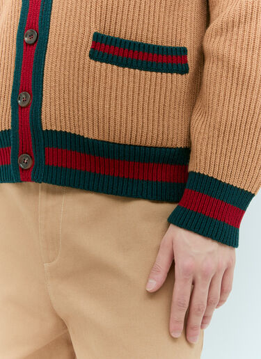 Gucci Wool Knit Web Cardigan Beige guc0155022
