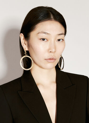 Saint Laurent Cassandre Pendant Hoop Earrings Gold sla0255079