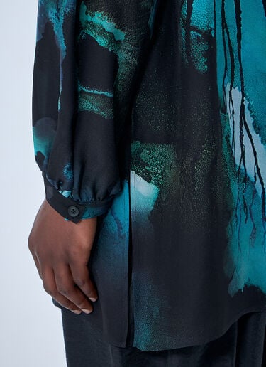 Yohji Yamamoto Sea Prink Silk Shirt Blue yoy0164011