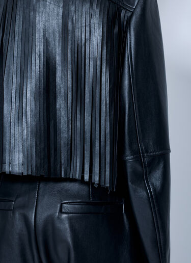 LN-CC® - Sportmax: Leather Asymmetrical Zip Jacket - Black Sportmax Leather Asymmetrical Zip Jacket Black spx0265016
