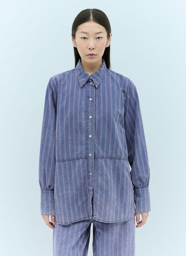 GANNI Light Stripe Denim Shirt Purple gan0255021