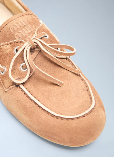 Miu Miu Faded Suede Loafers Brown miu0256046