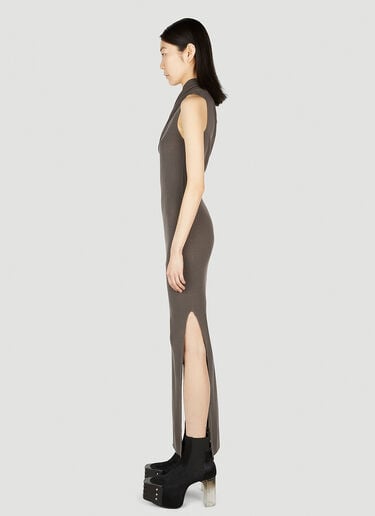 Rick Owens Asymmetric One Shoulder Maxi Dress Grey ric0251039