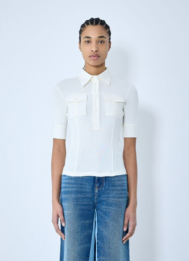 Chloé Logo Motif Polo Top White chl0259014