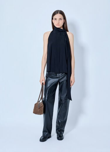 LN-CC® - Max Mara: Pleated Halter Top - Black Max Mara Pleated Halter Top Black max0265013