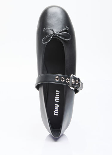 Miu Miu Buckle Ballerina Flats Black miu0256045