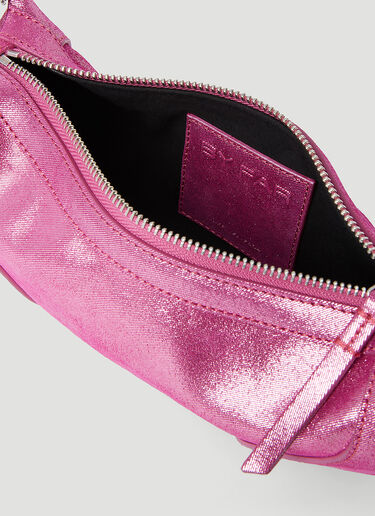 BY FAR Mini Amira Jeans Lame Leather Shoulder Bag Pink byf0253004